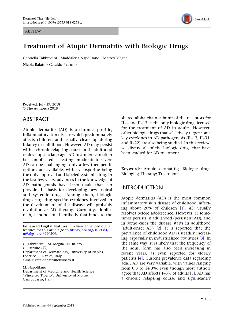 Treatment of Atopic Dermatitis with Biologic Drugs