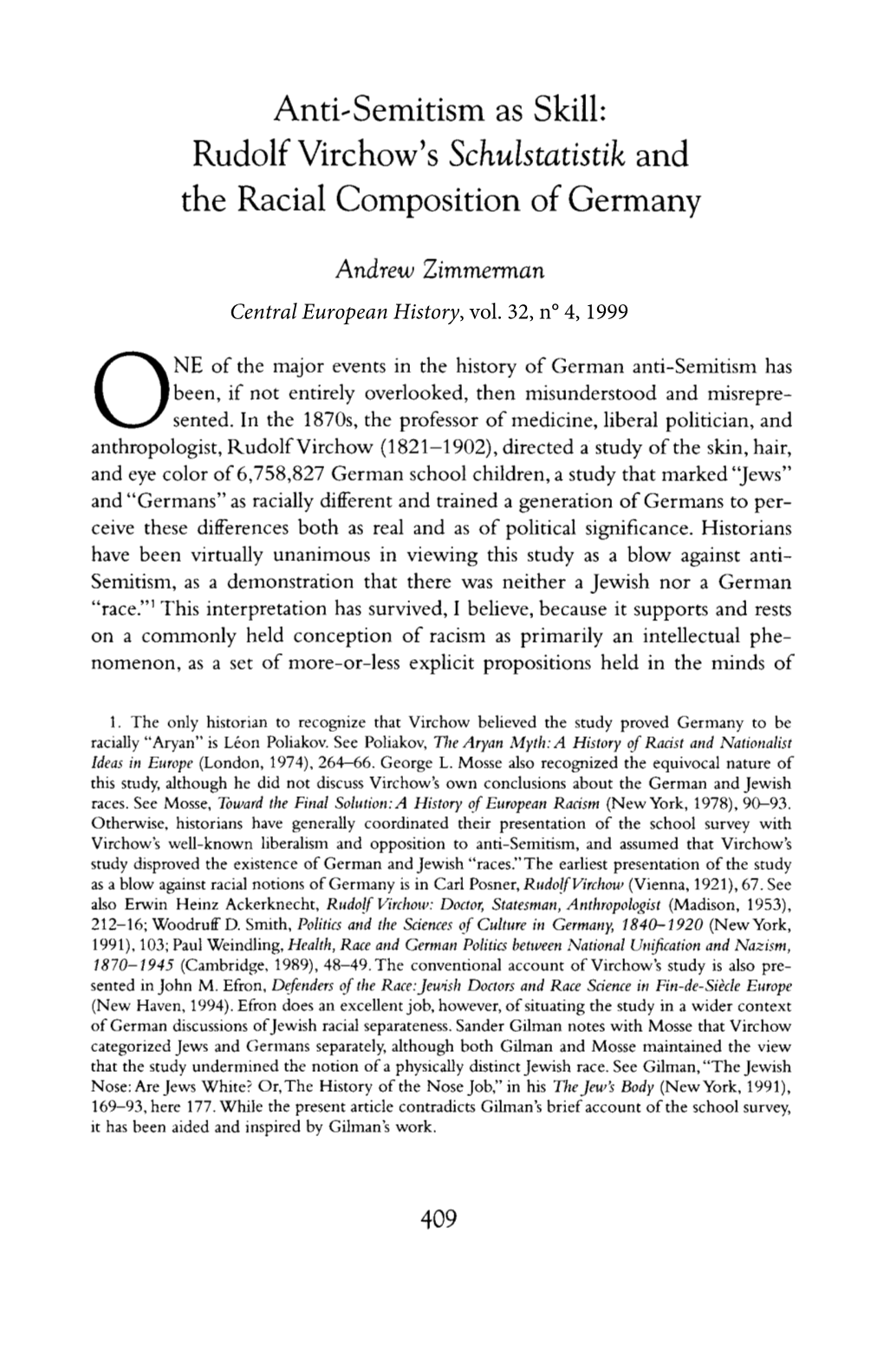 Rudolf Virchow's Schulstatistik and the Racial Composition of Germany