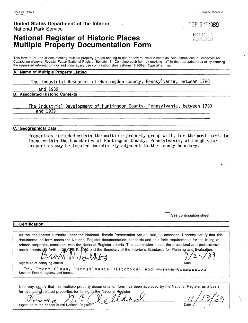 National Register of Historic Places ^£ Multiple Property Documentation Form