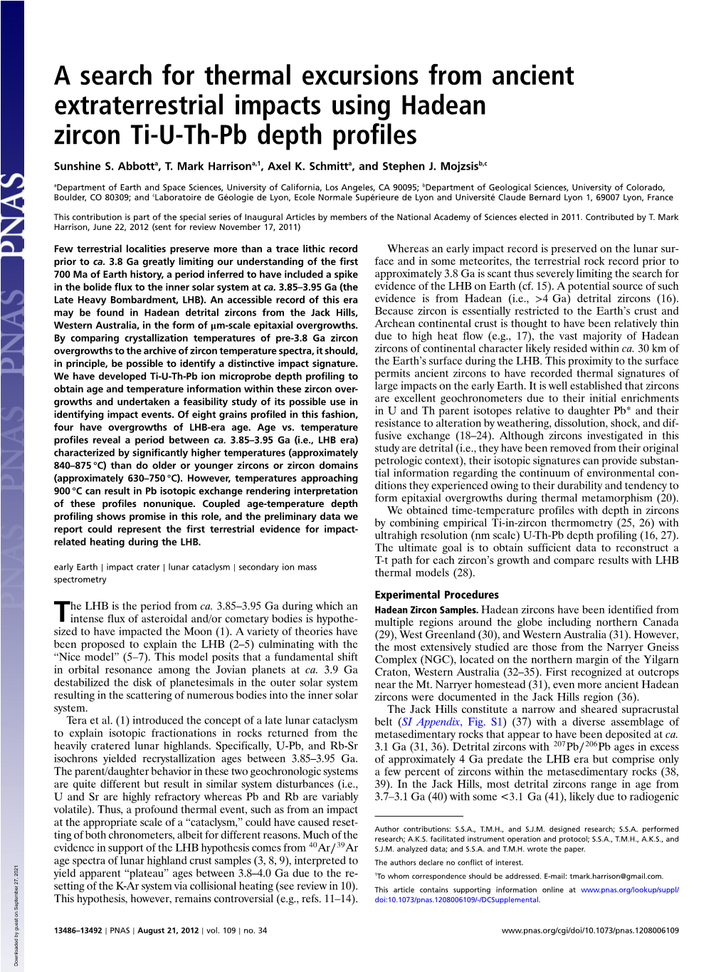 A Search for Thermal Excursions from Ancient Extraterrestrial Impacts Using Hadean Zircon Ti-U-Th-Pb Depth Profiles