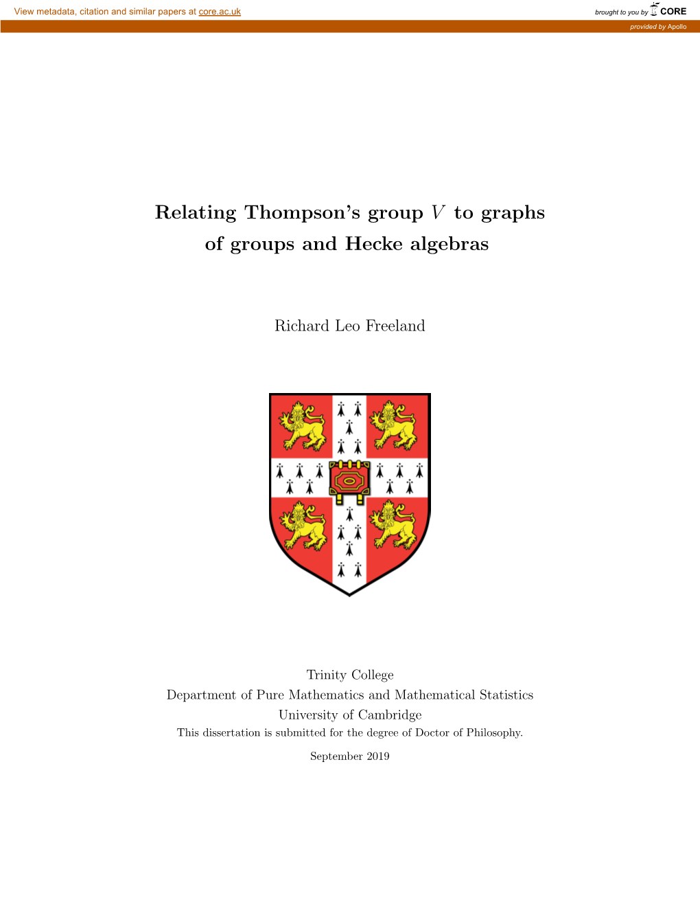 Relating Thompson's Group V to Graphs of Groups and Hecke Algebras