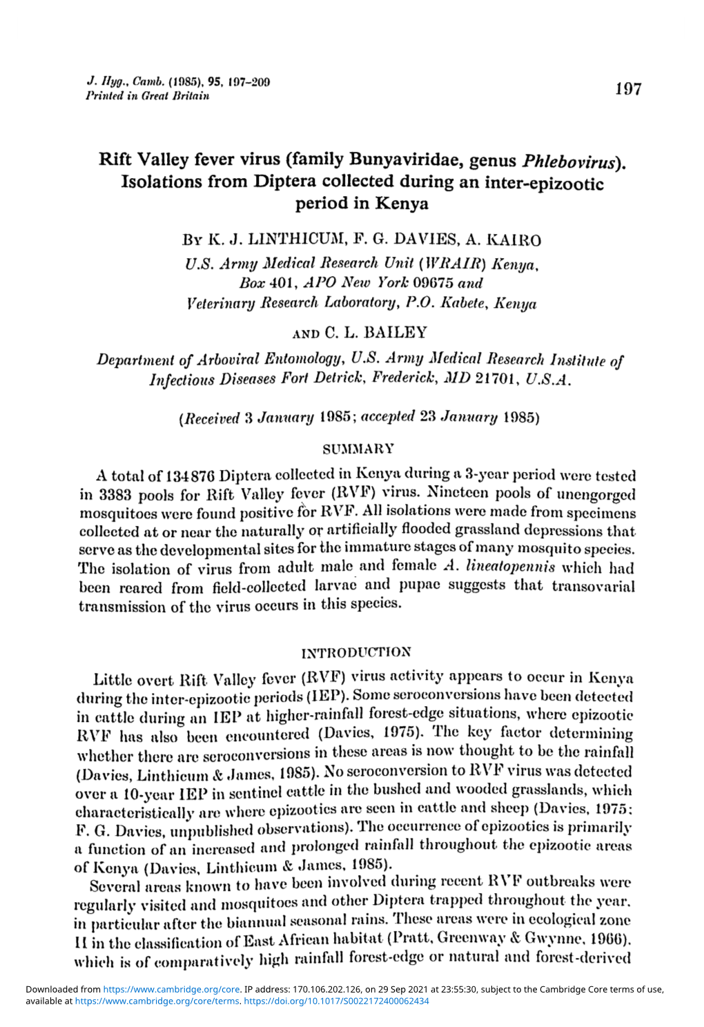 Rift Valley Fever Virus (Family Bunyaviridae, Genus Phlebovirus)