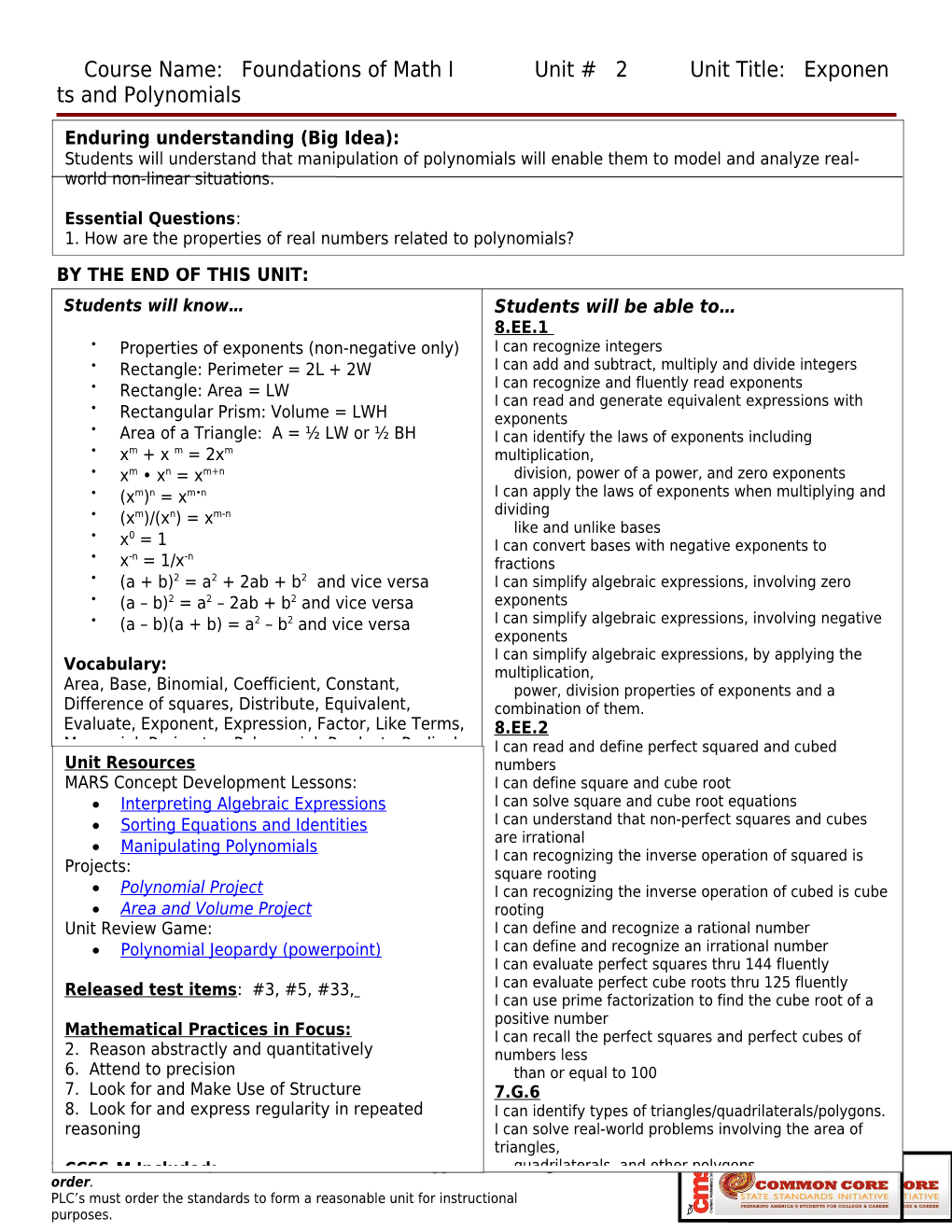 Algebra 1 Unit 3: Systems of Equations s6