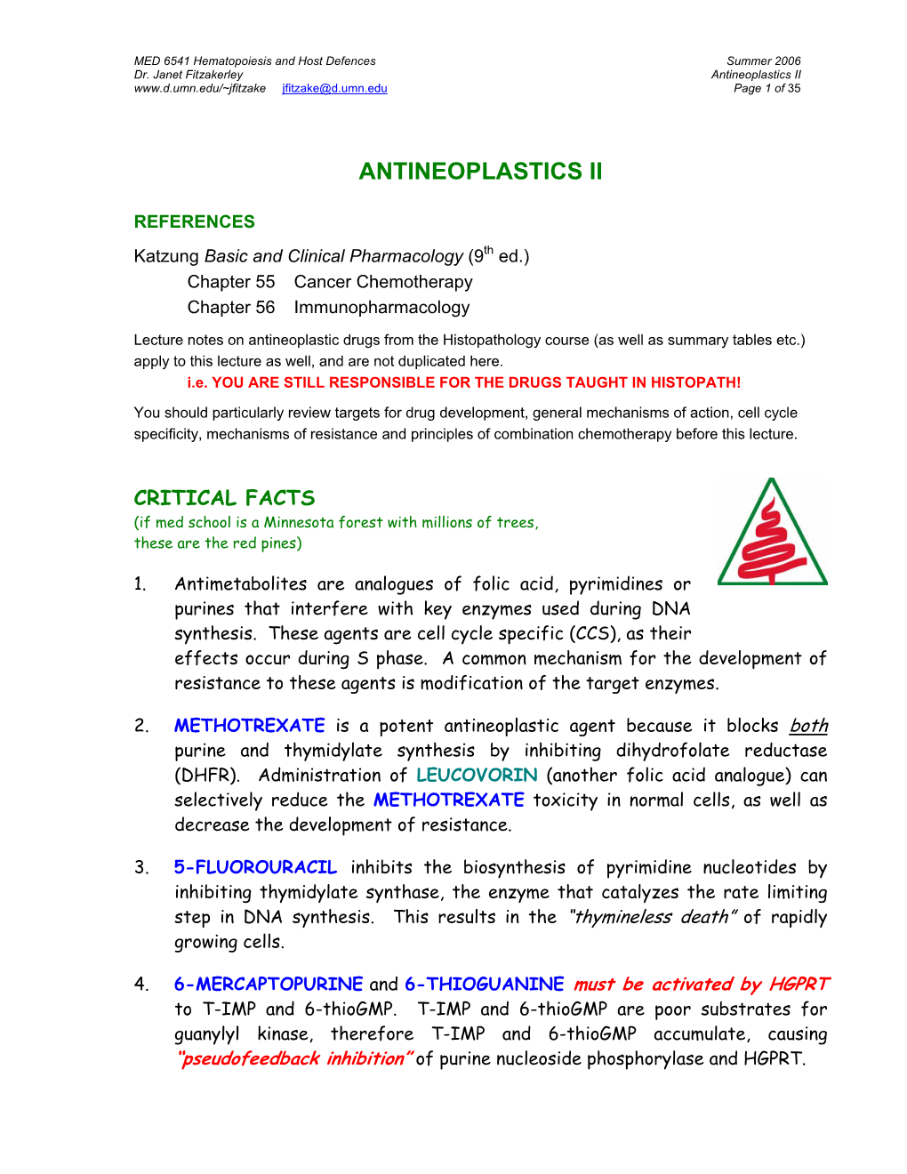 Antineoplastics II Jfitzake@D.Umn.Edu Page 1 of 35