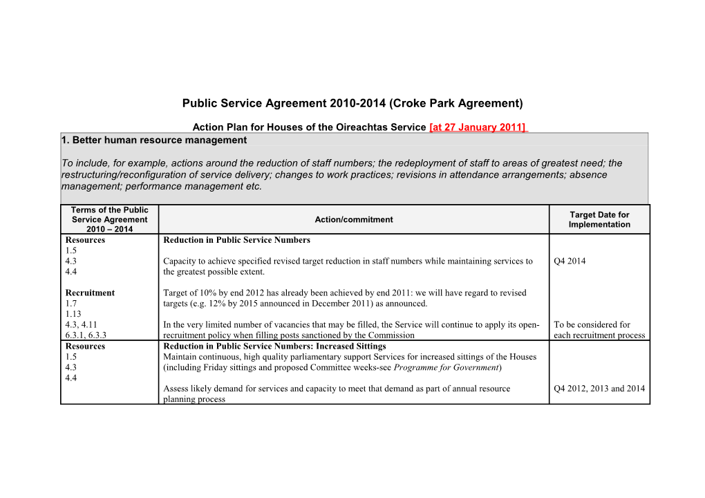 Public Service Agreement 2010-2014 (Croke Park Agreement)