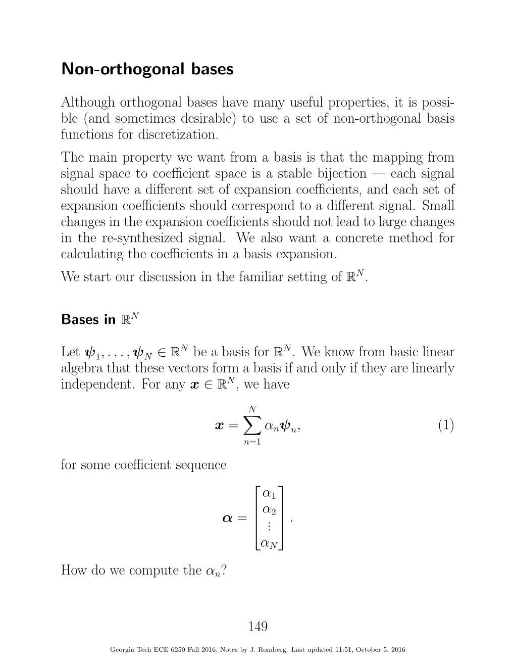 Non-Orthogonal Bases