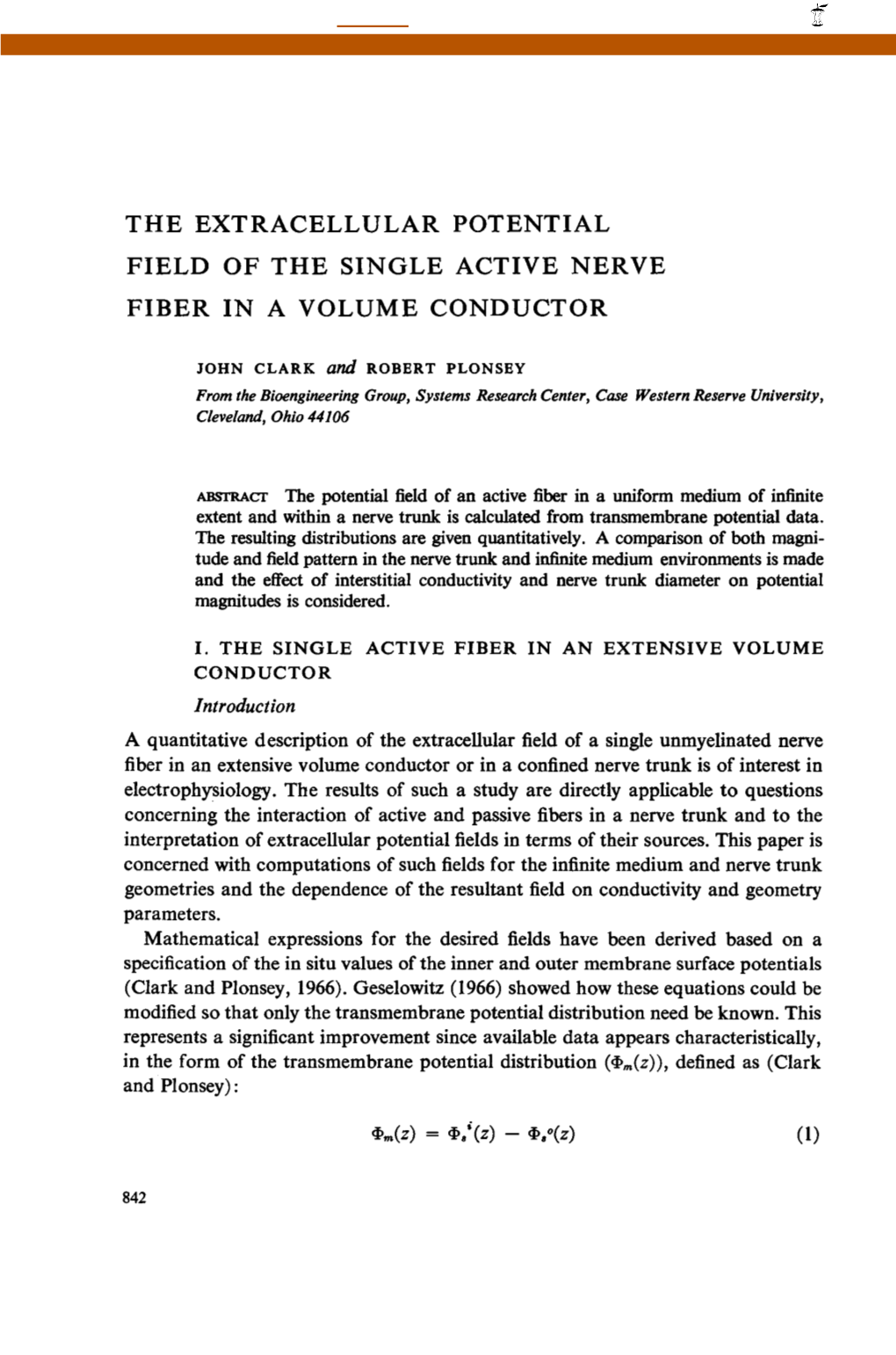 The Extracellular Potential Field of the Single Active Nerve Fiber in a Volume Conductor