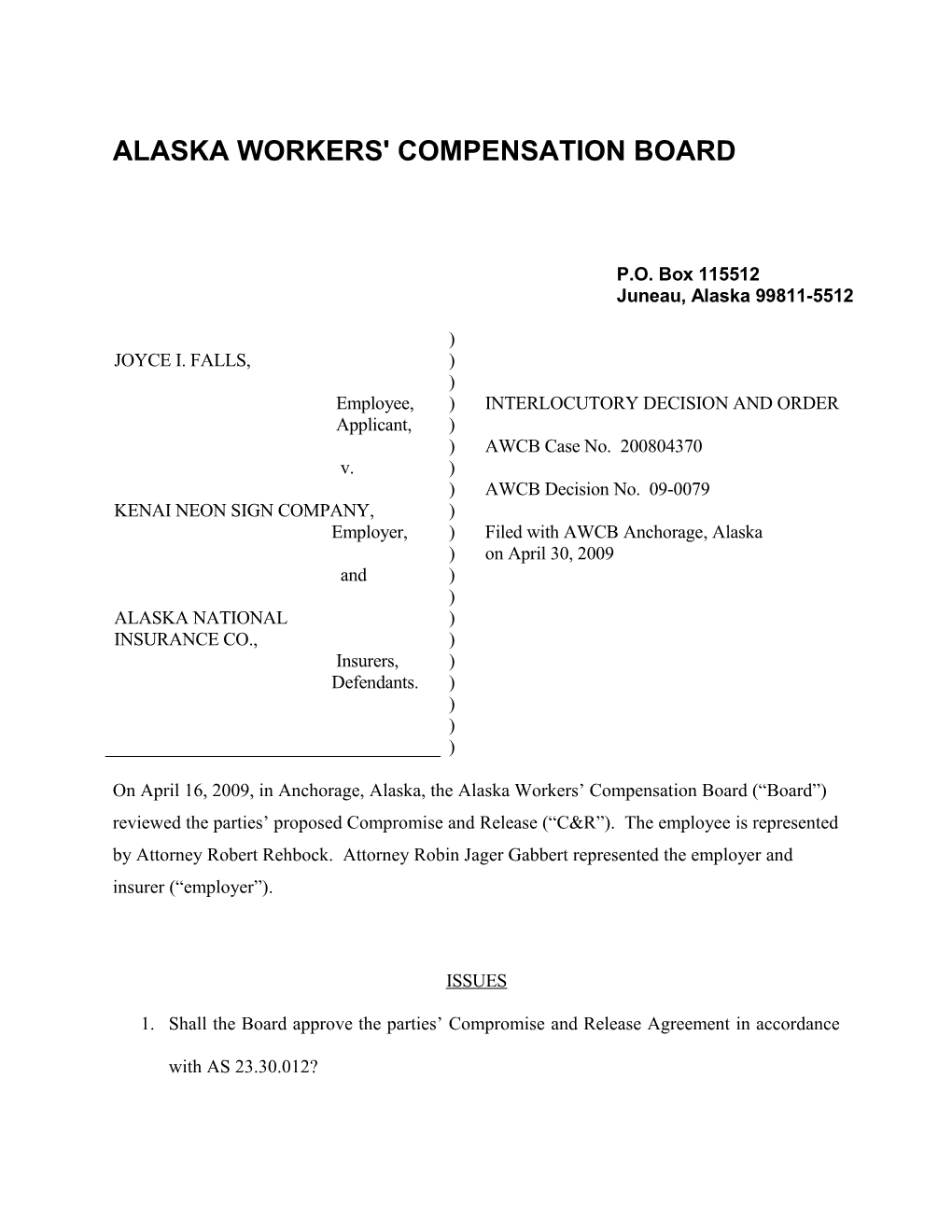 Alaska Workers' Compensation Board s13