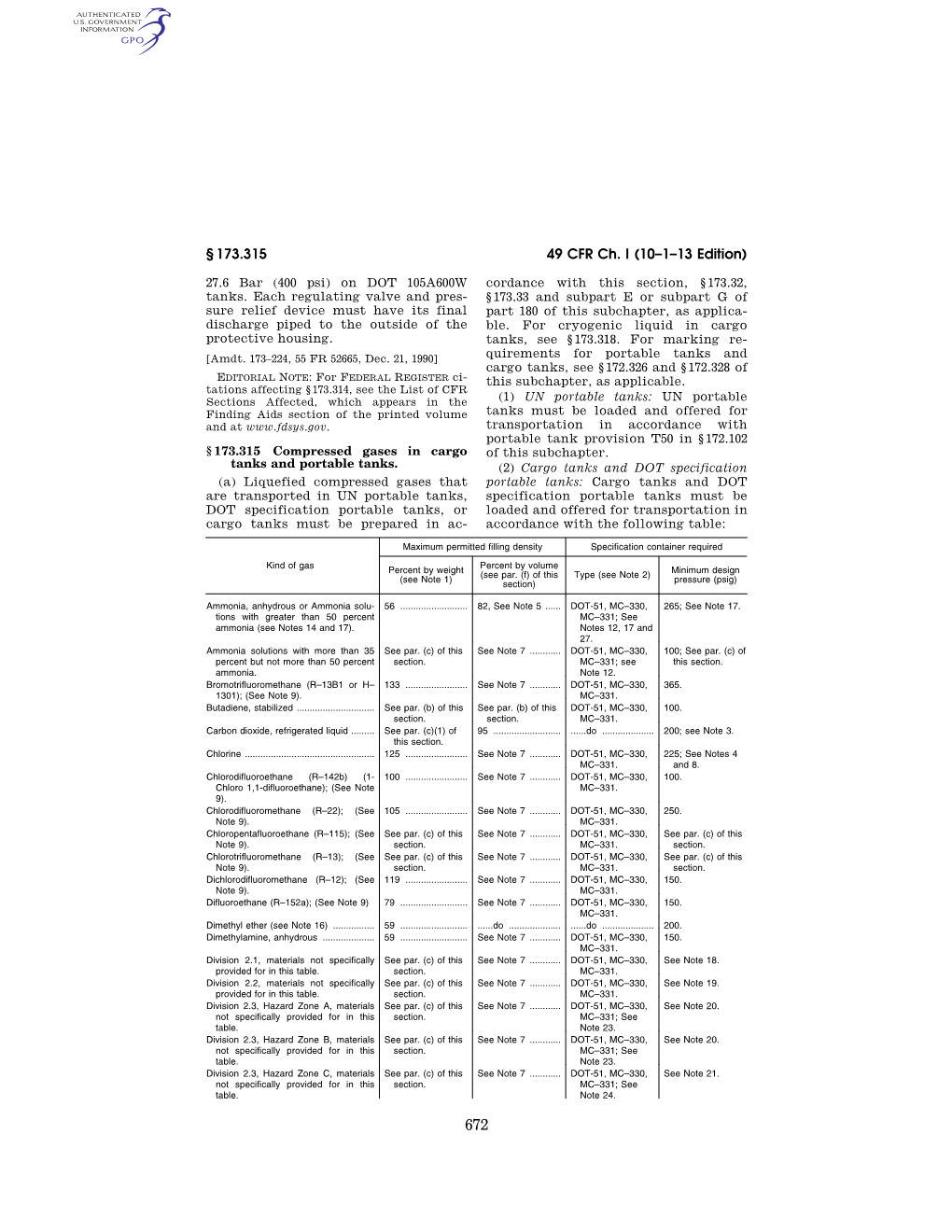 49 CFR Ch. I (10–1–13 Edition) § 173.315