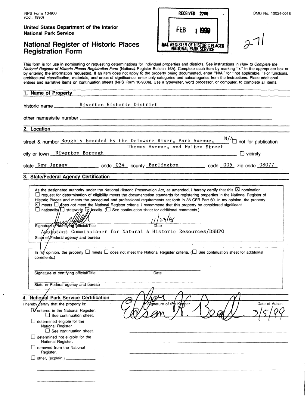 Riverton's 1999 National Register of Historic Places Registration Form