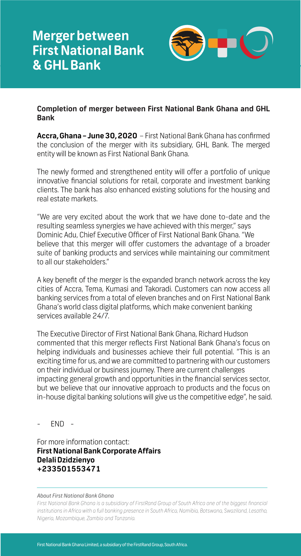 FNB GHANA Merger Press Release