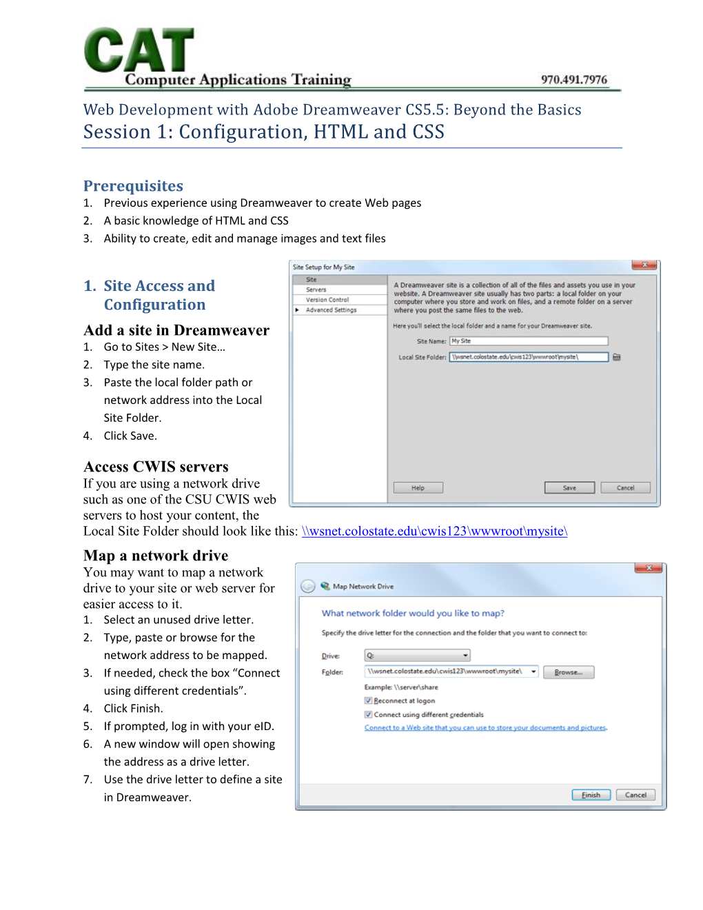 Web Development with Adobe Dreamweaver CS5.5: Beyond the Basics Session 1: Configuration, HTML and CSS