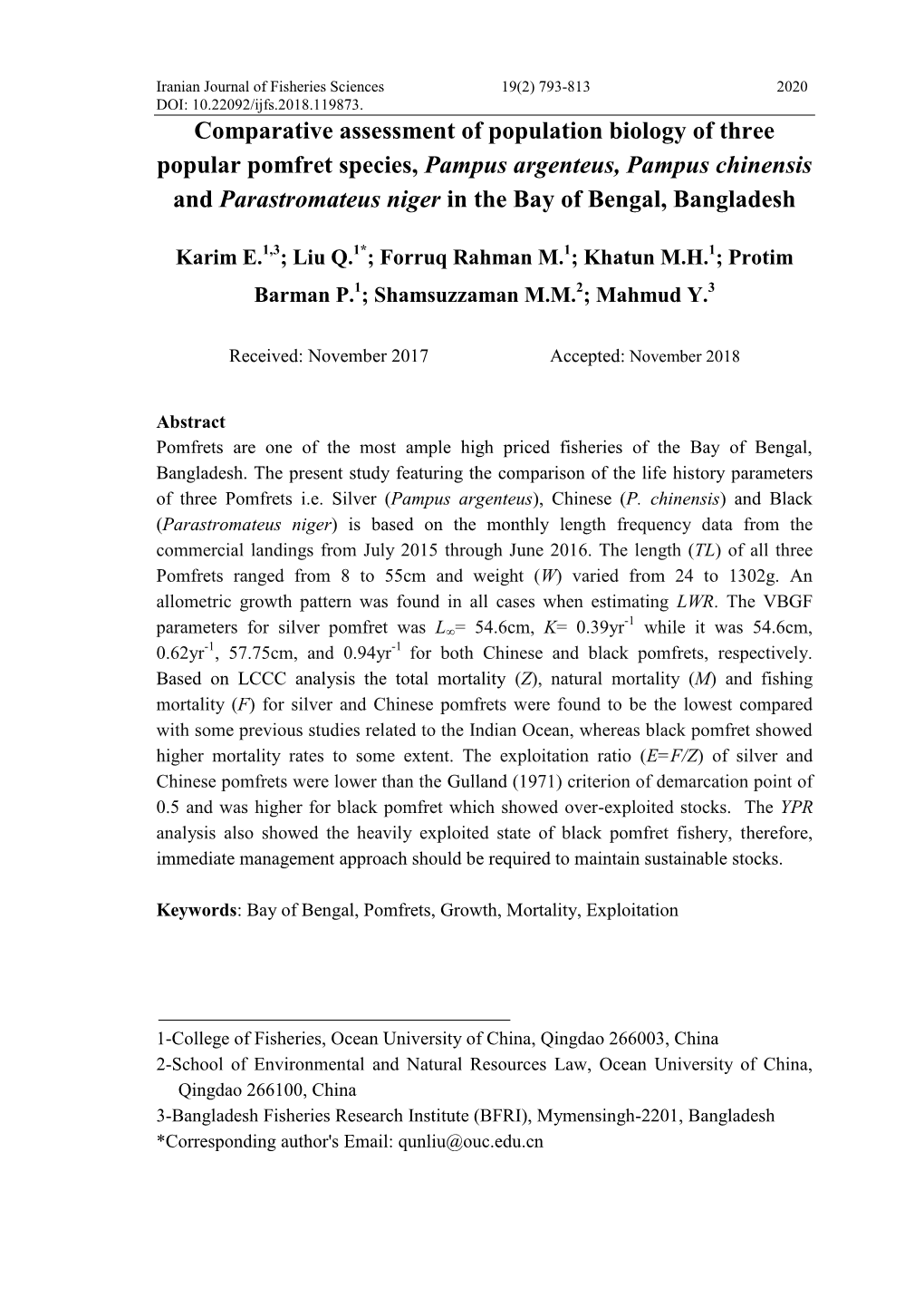 Comparative Assessment of Population Biology of Three Popular