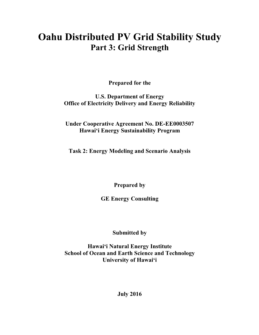 Oahu Distributed PV Grid Stability Study, Part 3