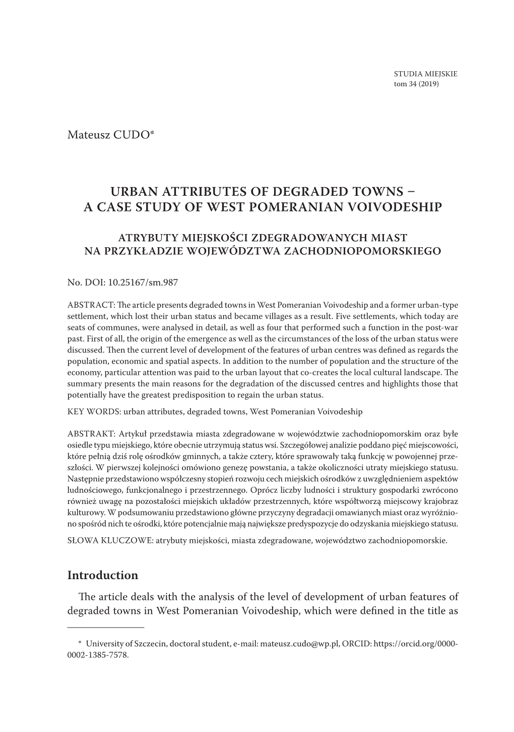 A Case Study of West Pomeranian Voivodeship
