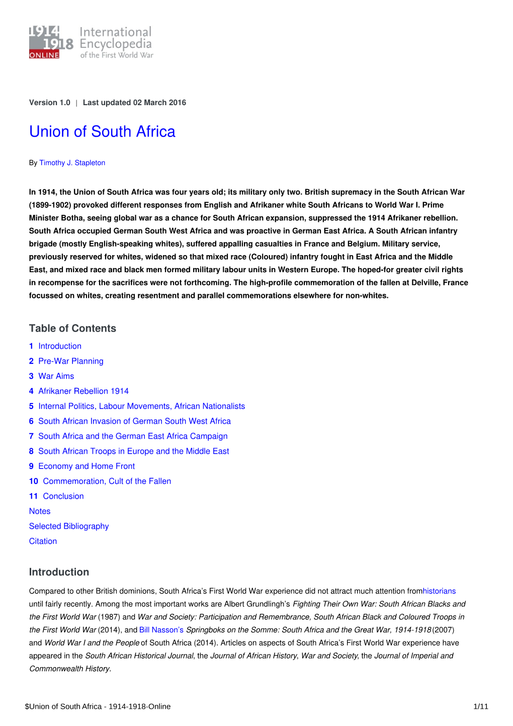 Union of South Africa | International Encyclopedia of the First World War