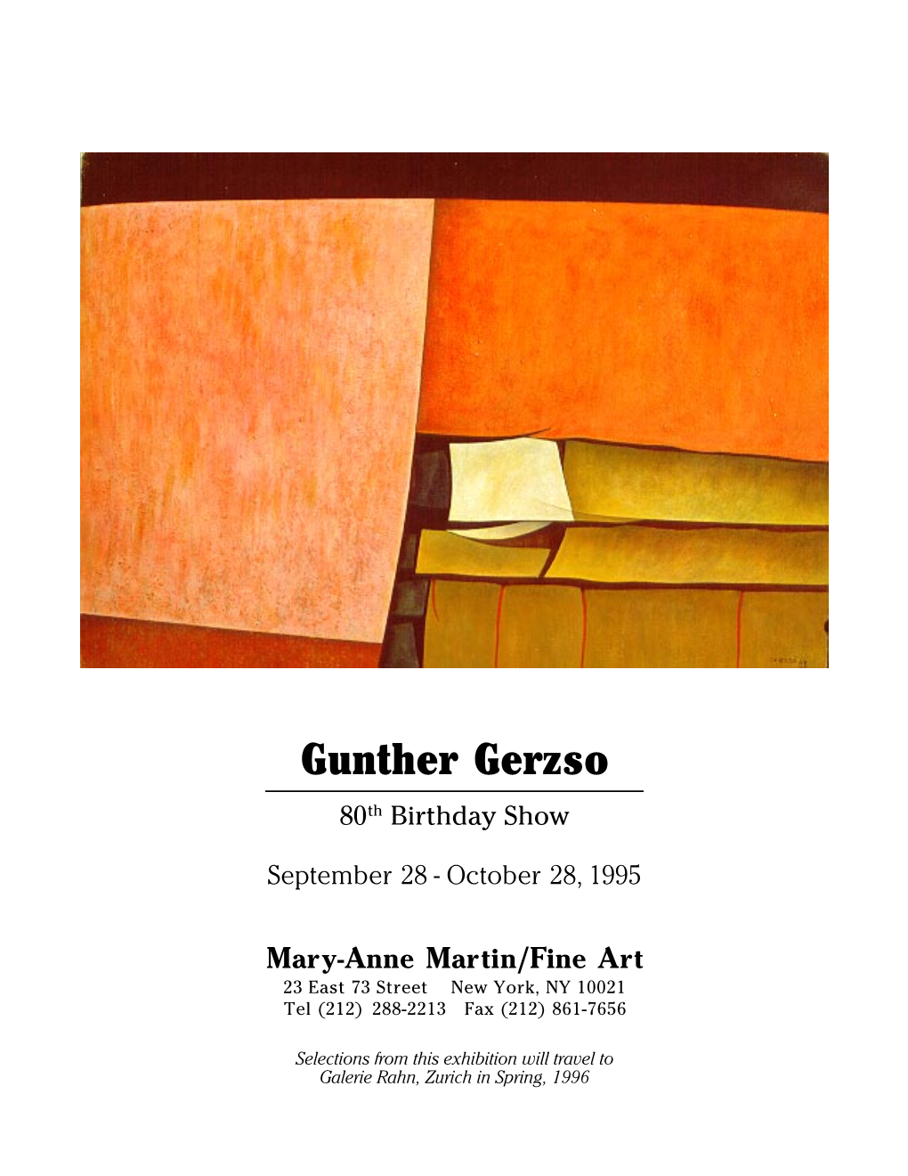 Gunther Gerzso 80Th Birthday Show