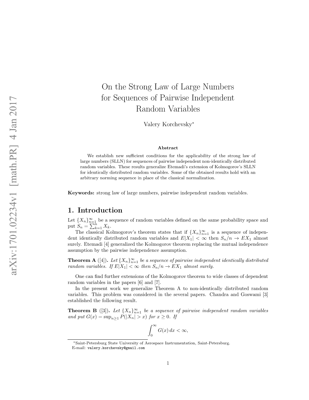 On the Strong Law of Large Numbers for Sequences of Pairwise Independent Random Variables