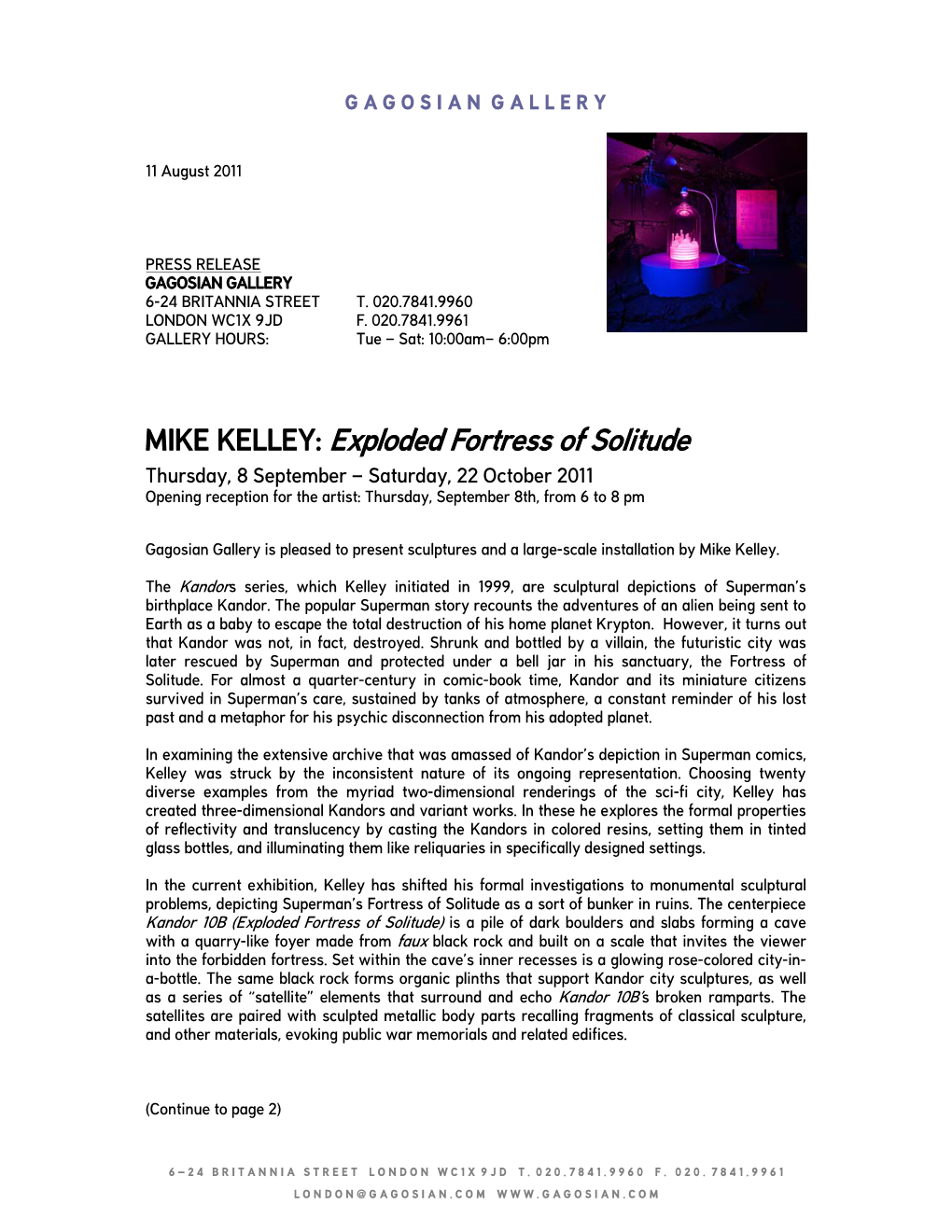 MIKE KELLEY: Exploded Fortress of Solitude