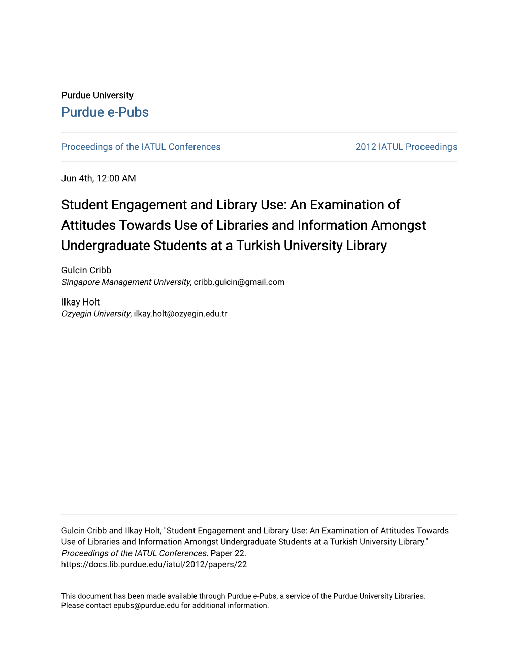 Student Engagement and Library