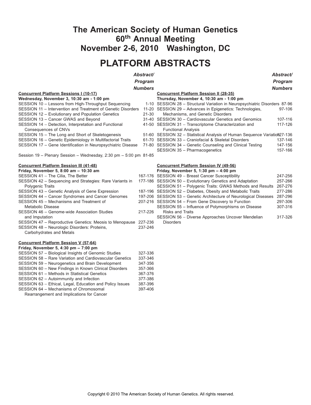 Platform Abstracts
