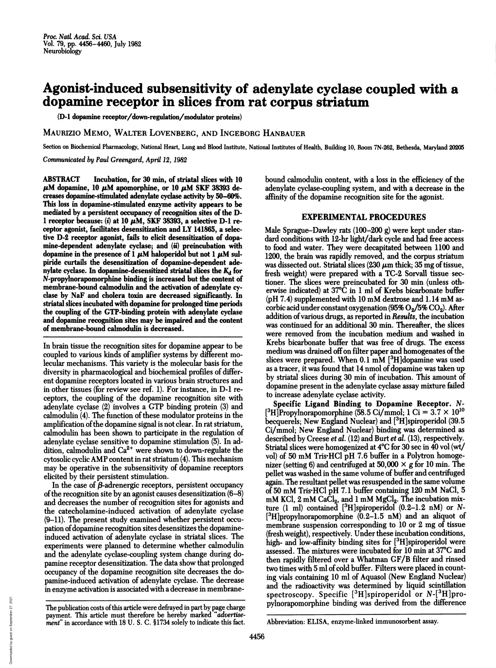 Agonist-Induced Subsensitivity of Adenylate Cyclase Coupled with A