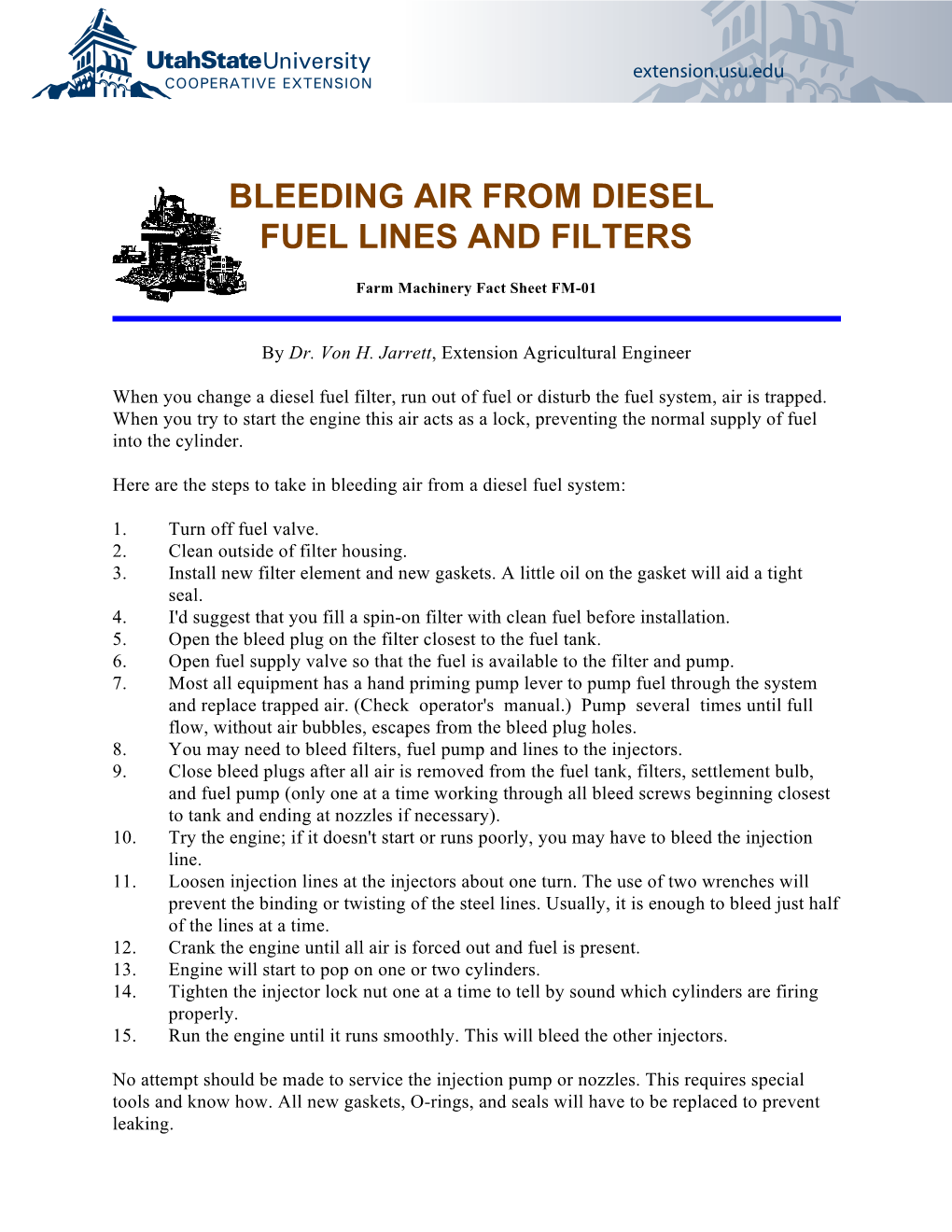 Bleeding Air from Diesel Fuel Lines and Filters