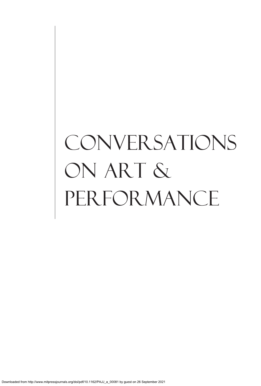 Conversations on Art & Performance