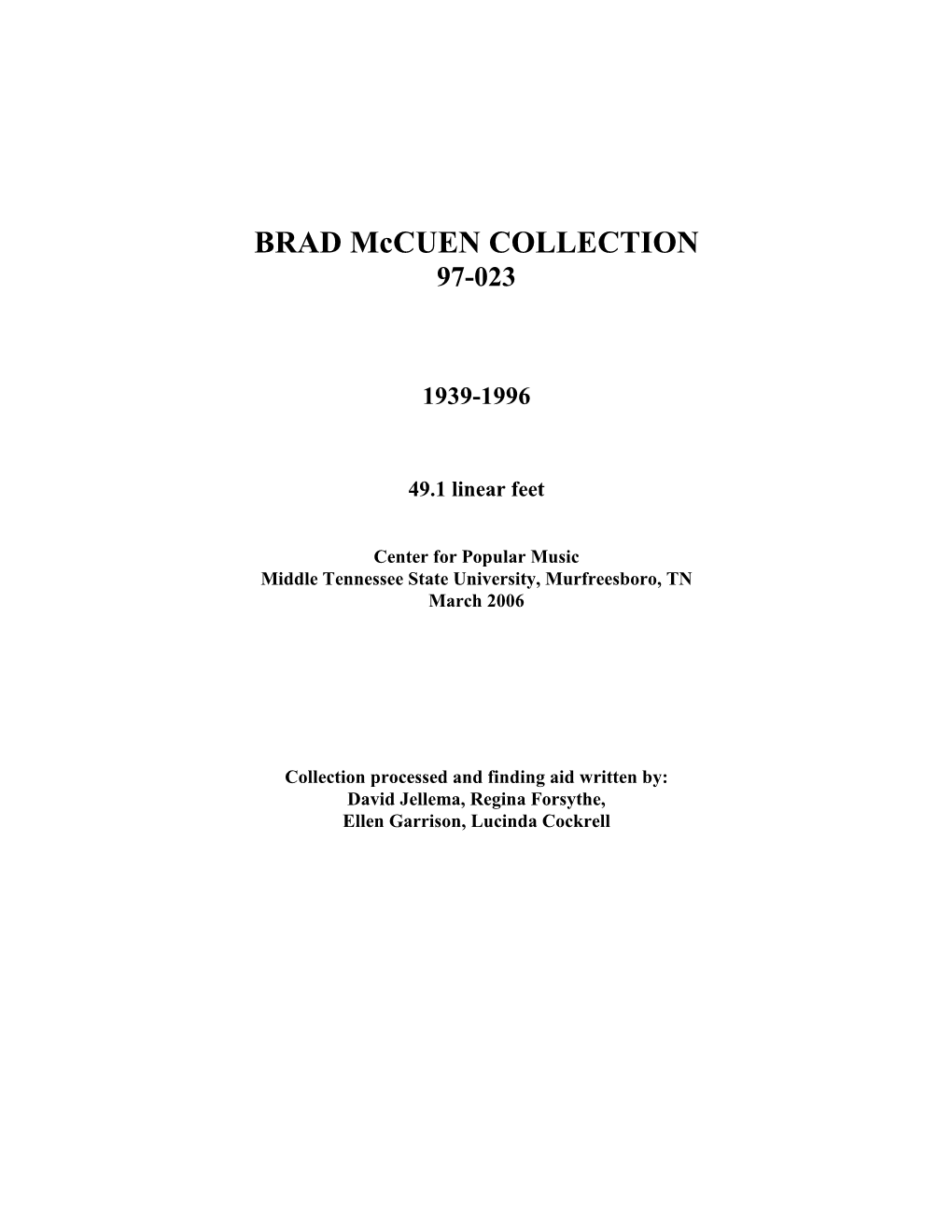 BRAD Mccuen COLLECTION 97-023