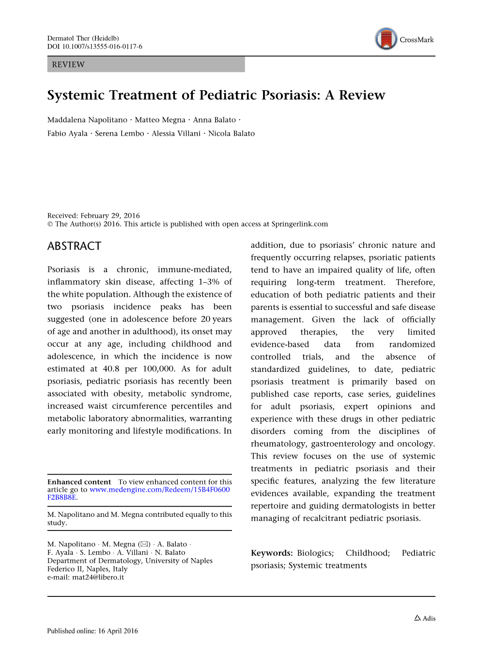 Systemic Treatment of Pediatric Psoriasis: a Review