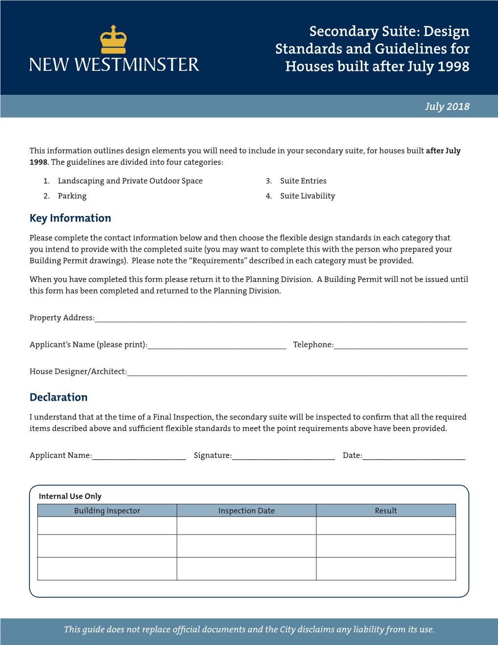 Design Standards and Guidelines for Houses Built After July 1998