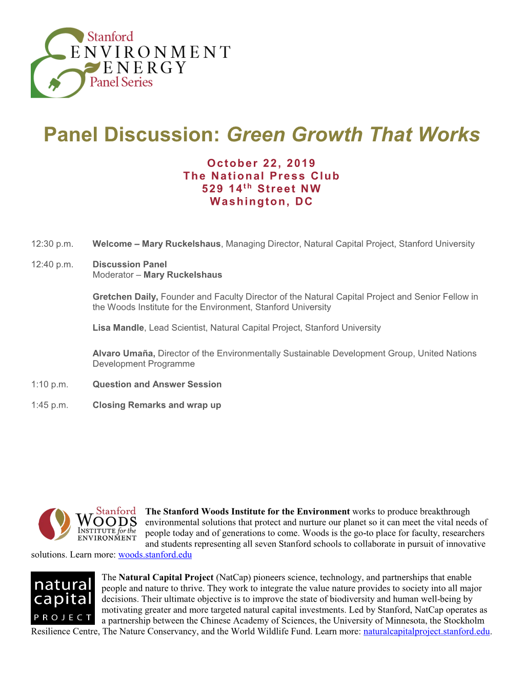 Panel Discussion: Green Growth That Works
