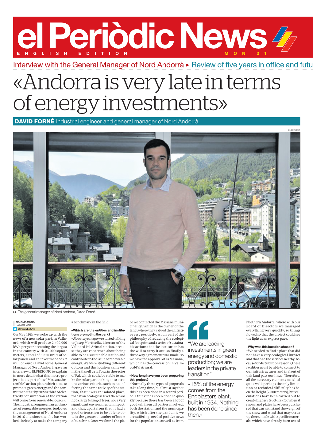 «Andorra Is Very Late in Terms of Energy Investments»
