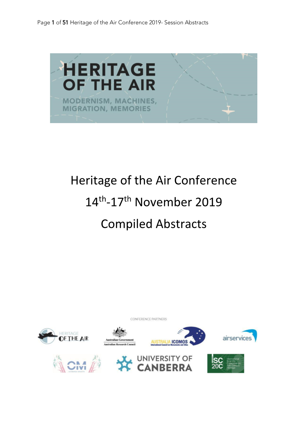 Heritage of the Air Conference 14Th-17Th November 2019