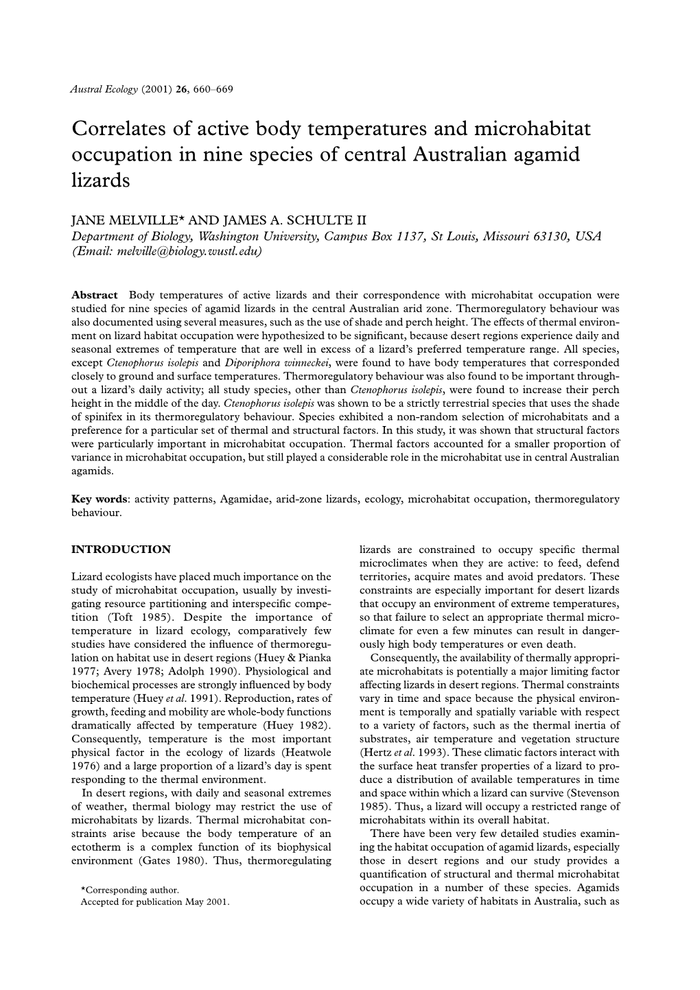 Correlates of Active Body Temperatures and Microhabitat Occupation in Nine Species of Central Australian Agamid Lizards