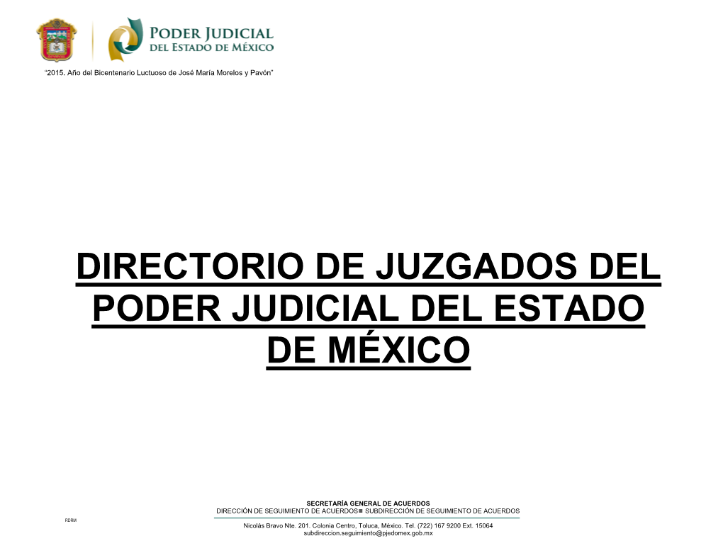 Directorio De Juzgados Del Poder Judicial Del Estado De México