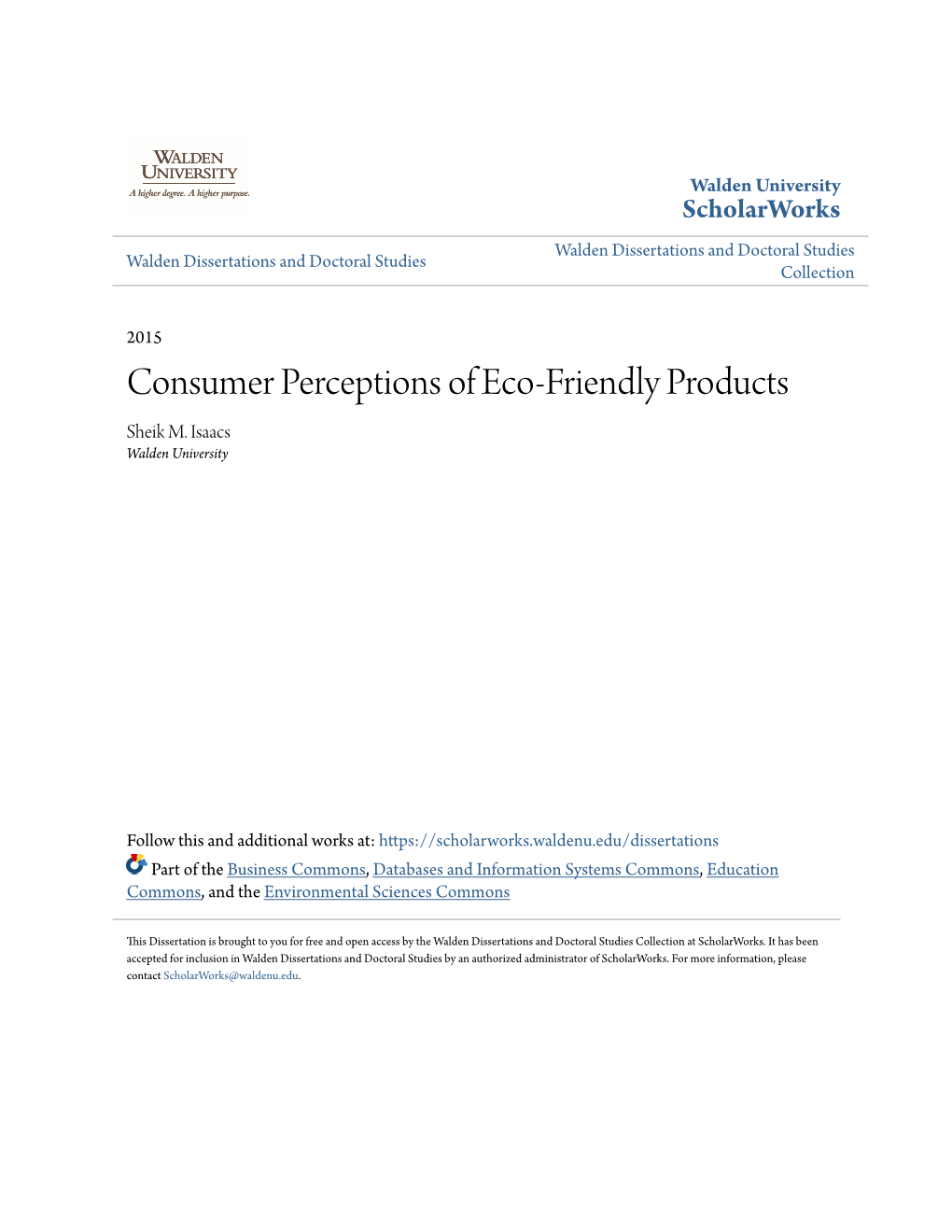 Consumer Perceptions of Eco-Friendly Products Sheik M