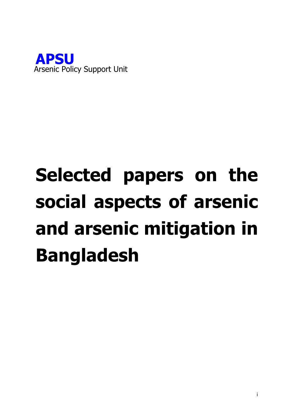 Gender Concerns in Arsenic Mitigation in Bangladesh: Trends and Challenges