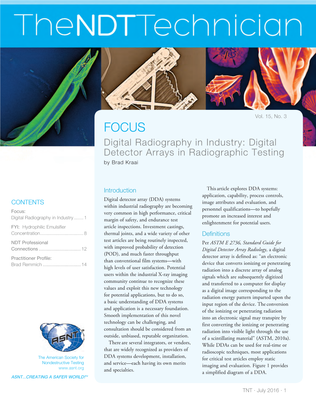 Digital Radiography in Industry: Digital Detector Arrays in Radiographic Testing by Brad Kraai