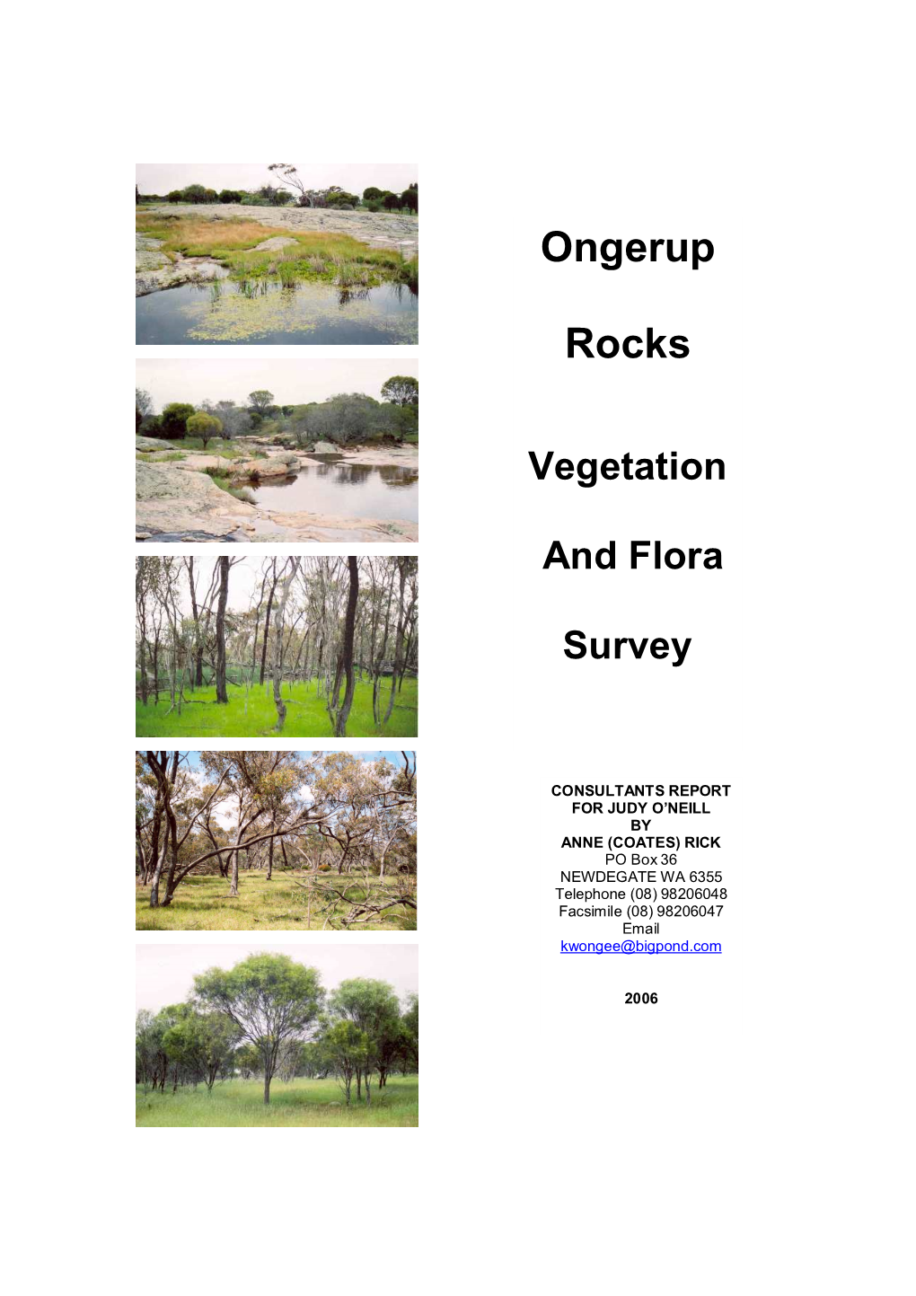 Ongerup Rocks Vegetation and Flora Survey