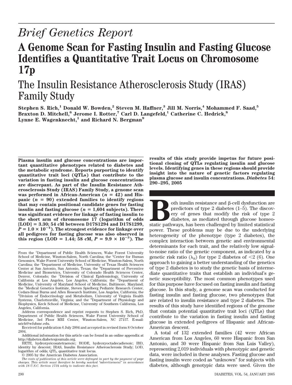 Brief Genetics Report a Genome Scan