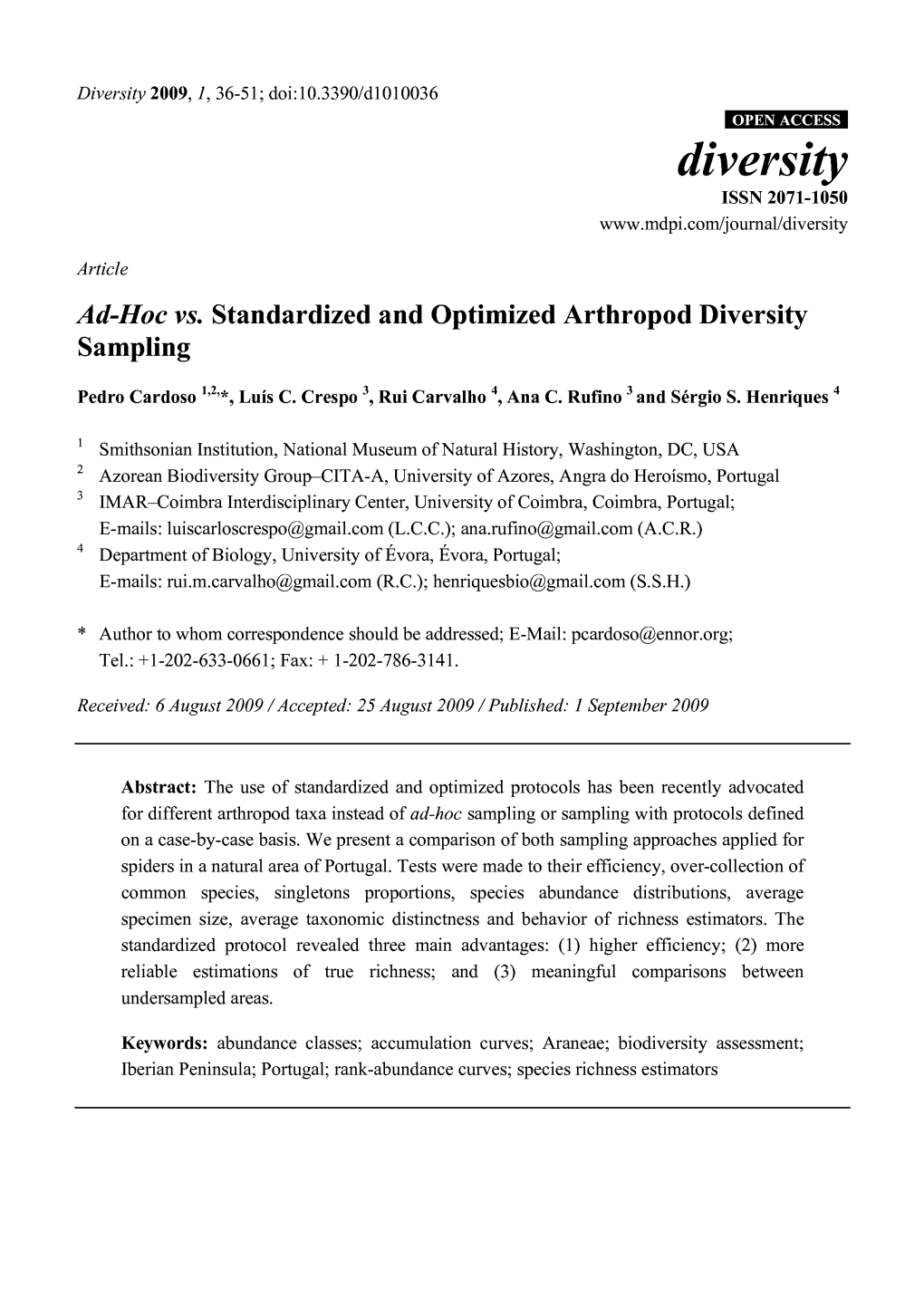 Diversity 2009,1, 36-51; Doi:10.3390/Dl010036 OPEN ACCESS Diversity ISSN 2071-1050