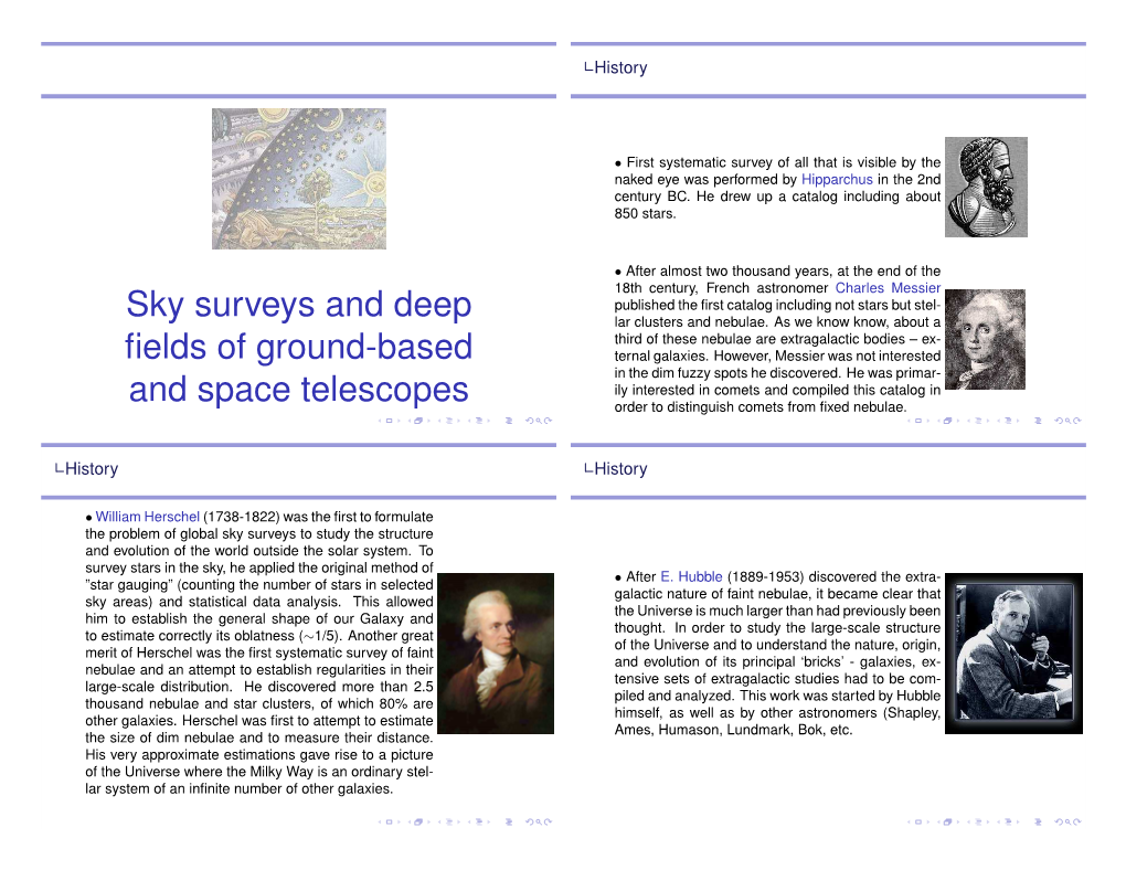 Sky Surveys and Deep Fields of Ground-Based and Space Telescopes