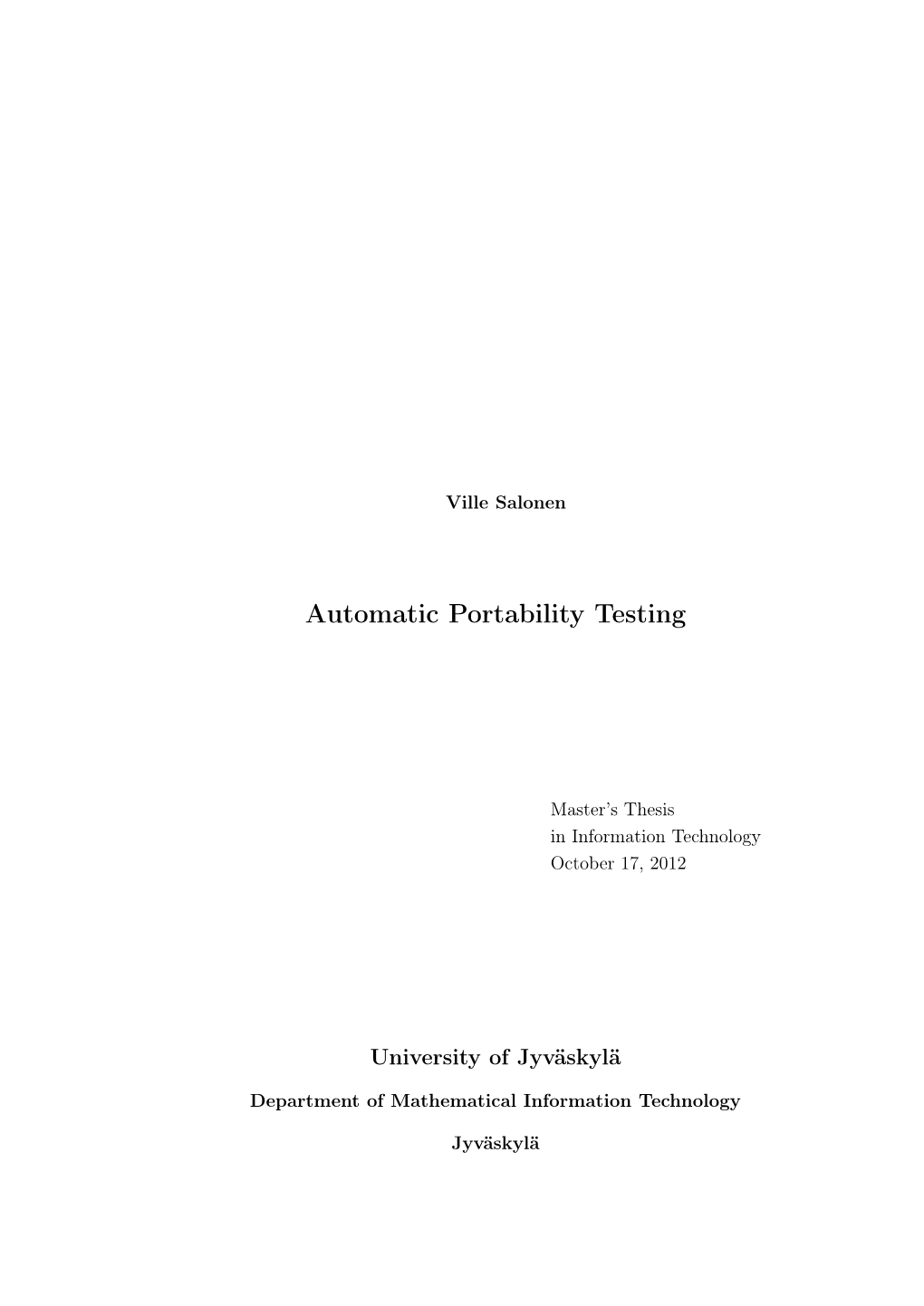 Automatic Portability Testing