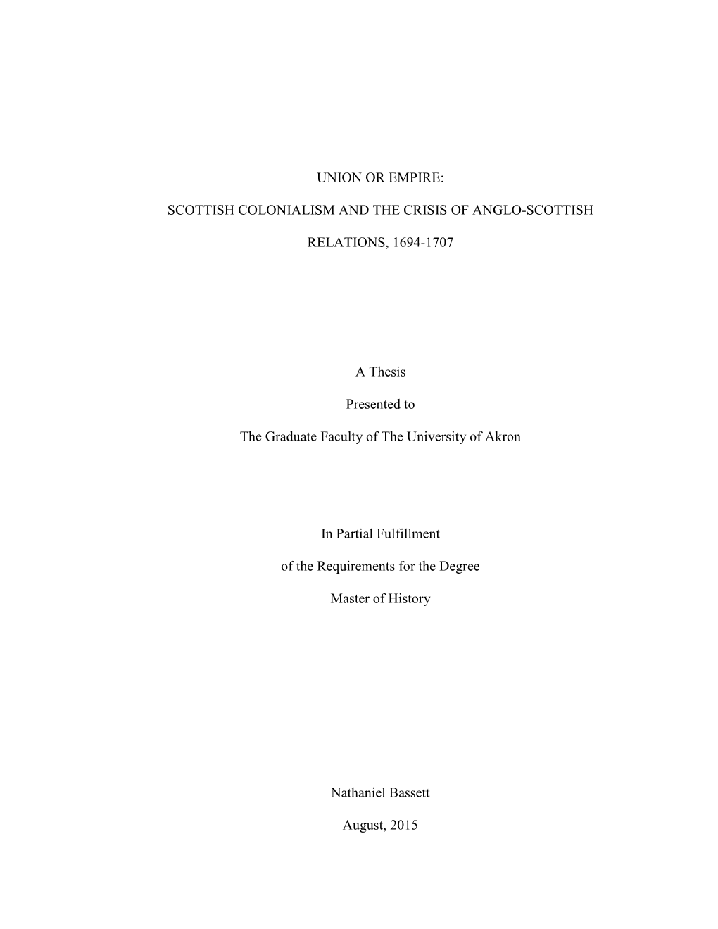 Scottish Colonialism and the Crisis of Anglo-Scottish