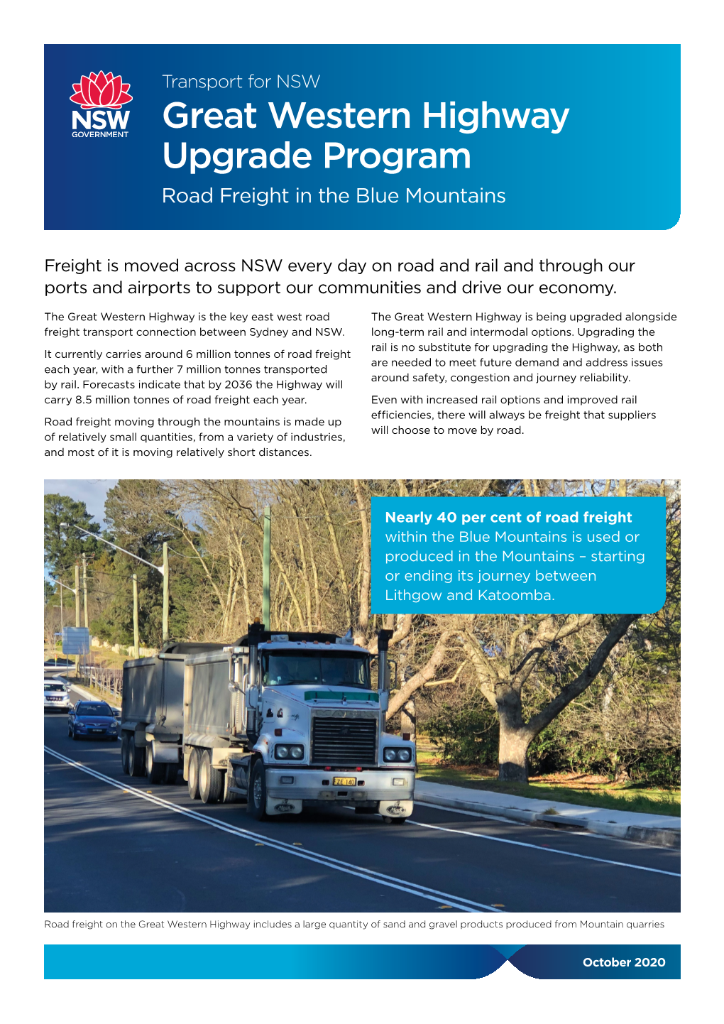 Great Western Highway Upgrade Program Road Freight in the Blue Mountains