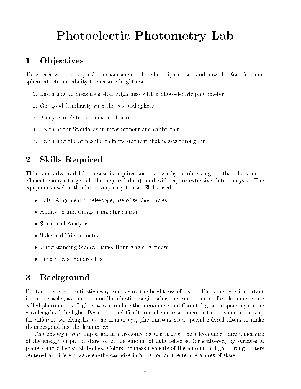 Photoelectic Photometry