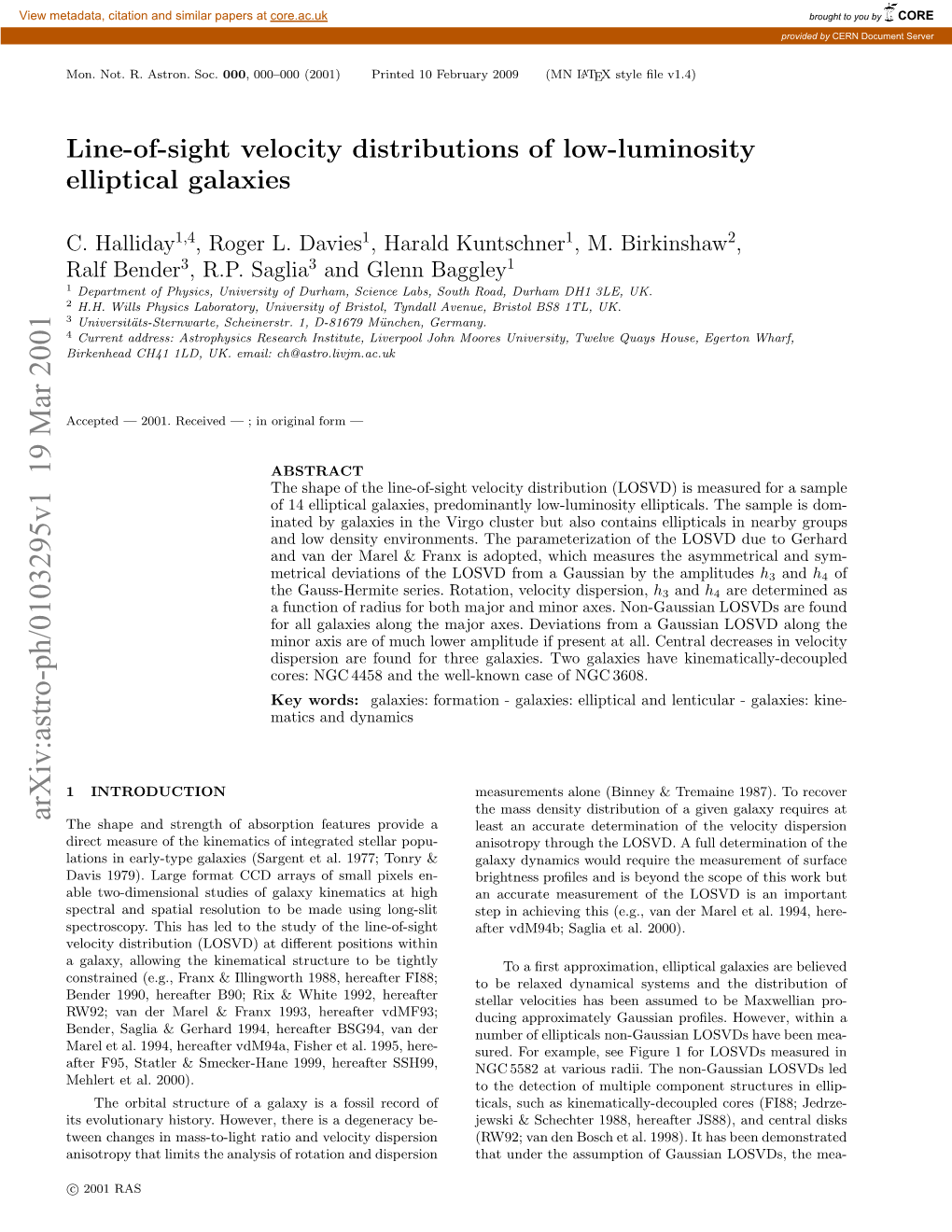 Arxiv:Astro-Ph/0103295V1 19 Mar 2001 O.Nt .Ato.Soc