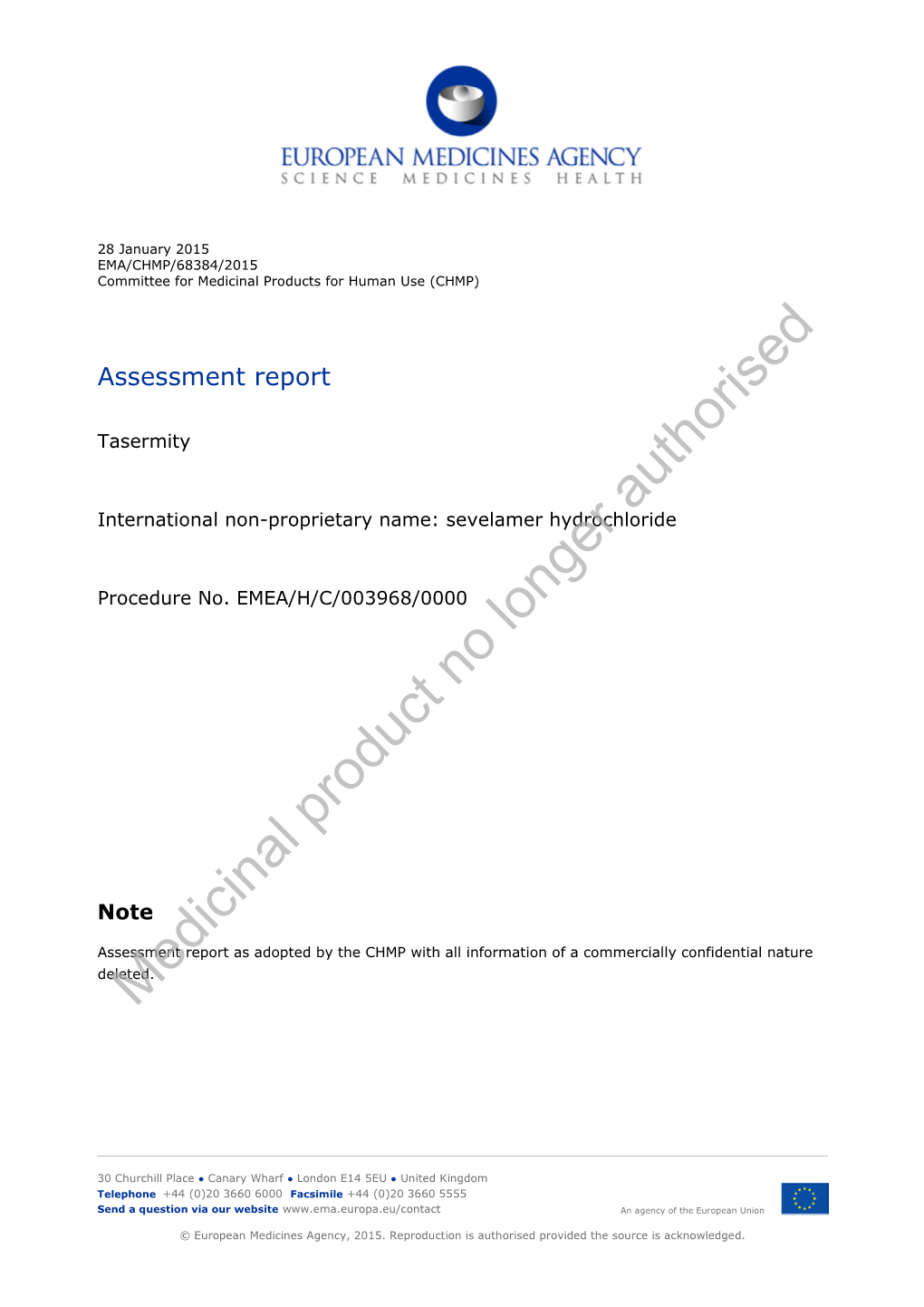 Public Assessment Report (EPAR) Published on the EMA Website