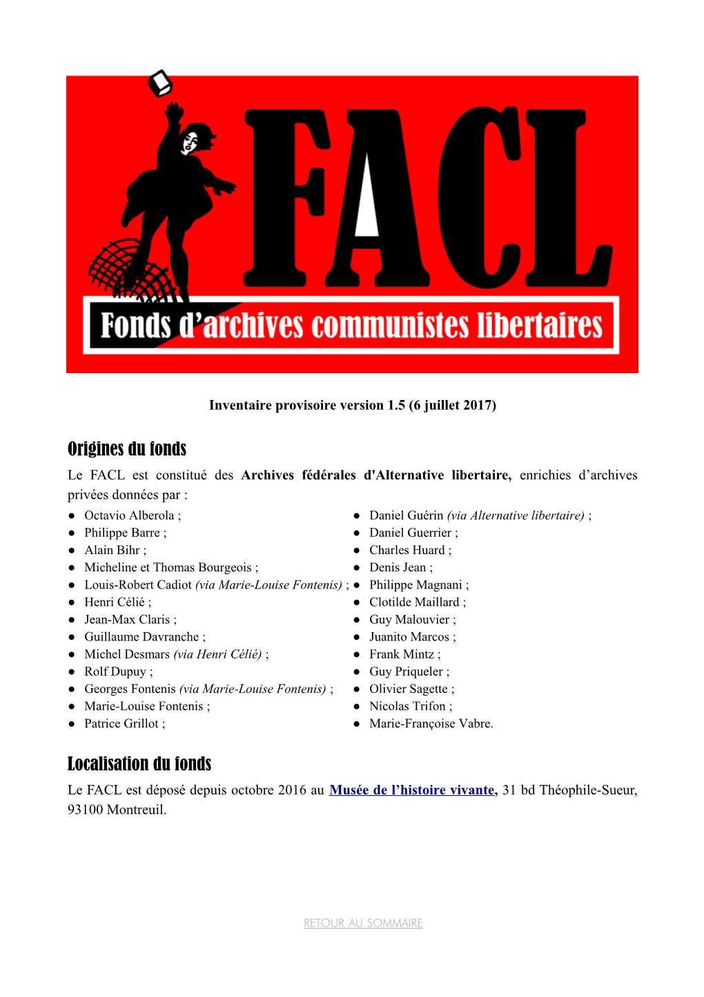 Origines Du Fonds Localisation Du Fonds